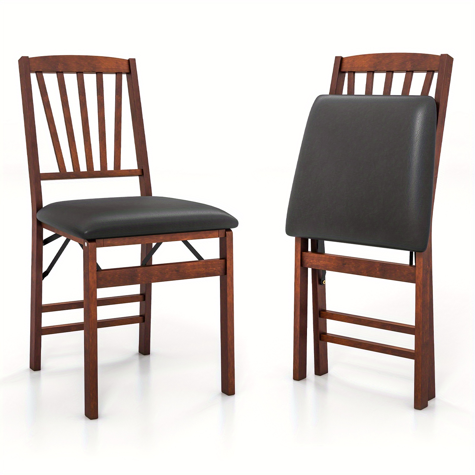 

Lifezeal 2 Pack Folding Dining Chairs Foldable Chairs W/ Pvc Padded Seat & High Backrest