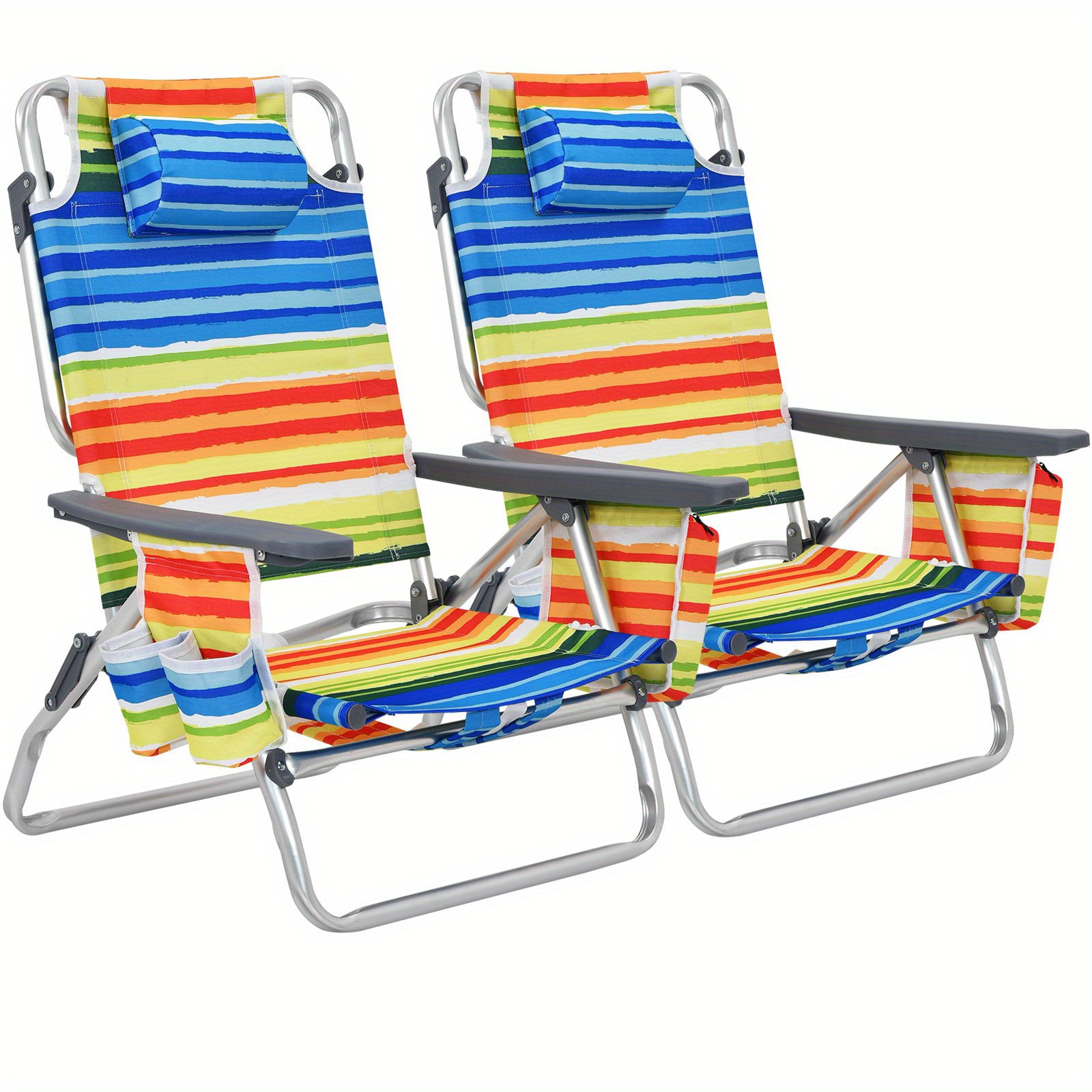 2pcs lightweight folding beach chairs 330lb capacity, tear