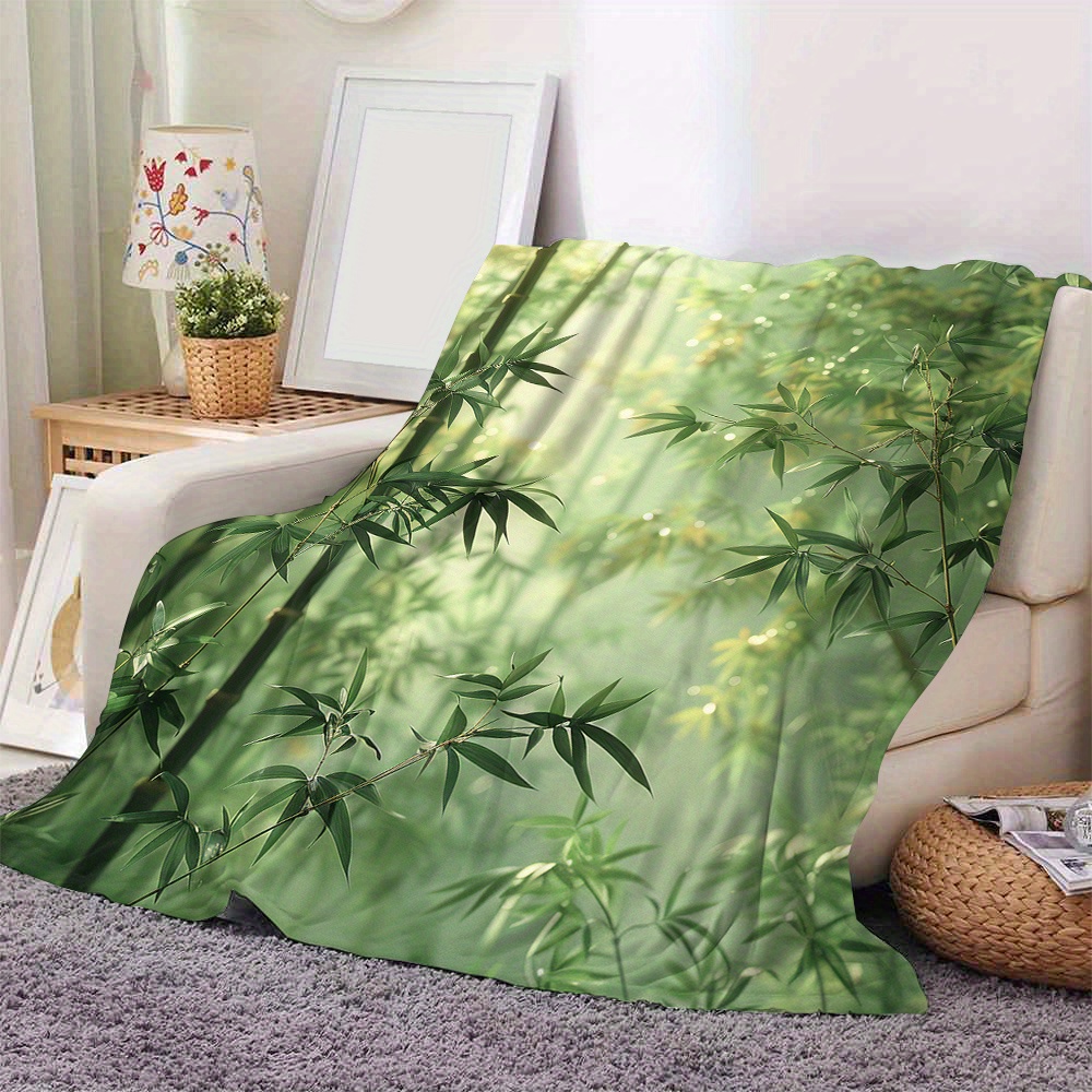 

Couverture en Flanelle Ultra-Douce Forêt de Bambous Verts - Impression Numérique, Polaire Double Face pour Toutes les Saisons, Parfaite pour Canapé, Lit, Sieste au Bureau & Cadeau