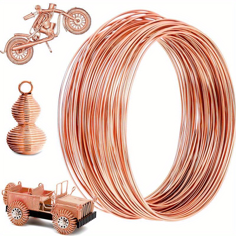 

Premium 99.5% Pure Copper Wire, 0.1mm-1mm Thickness - Ideal For Jewelry Making & Crafts, Electroplated Finish, 328ft Length