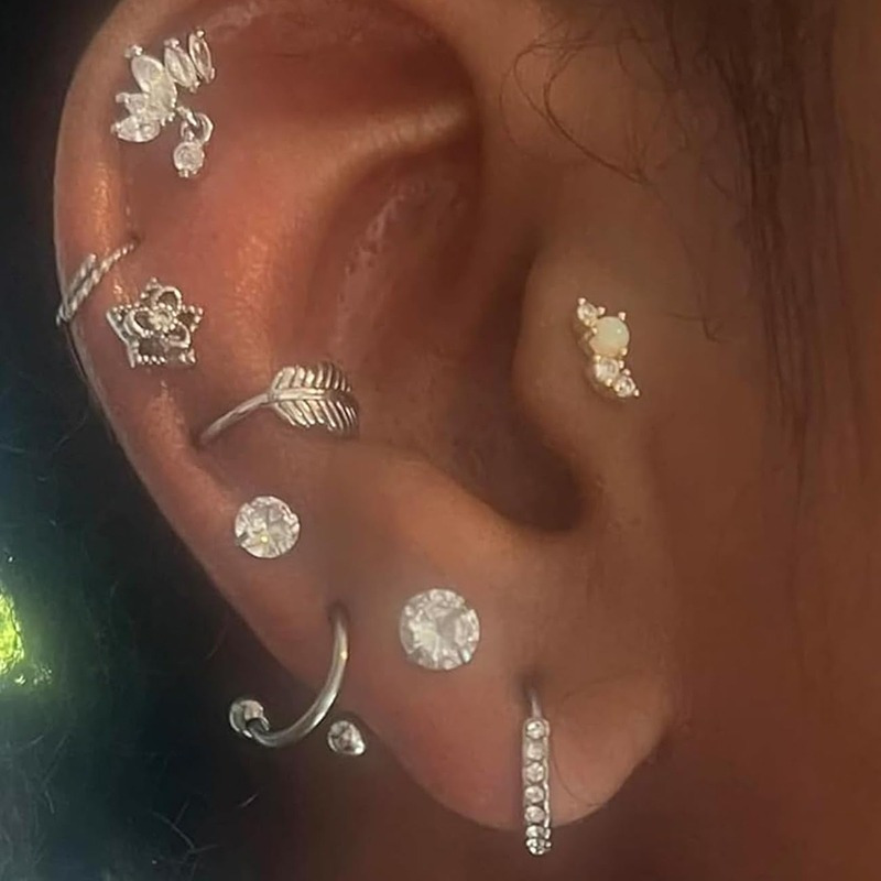 17 piezas aretes cartílago acero inoxidable mosaico Temu Colombia