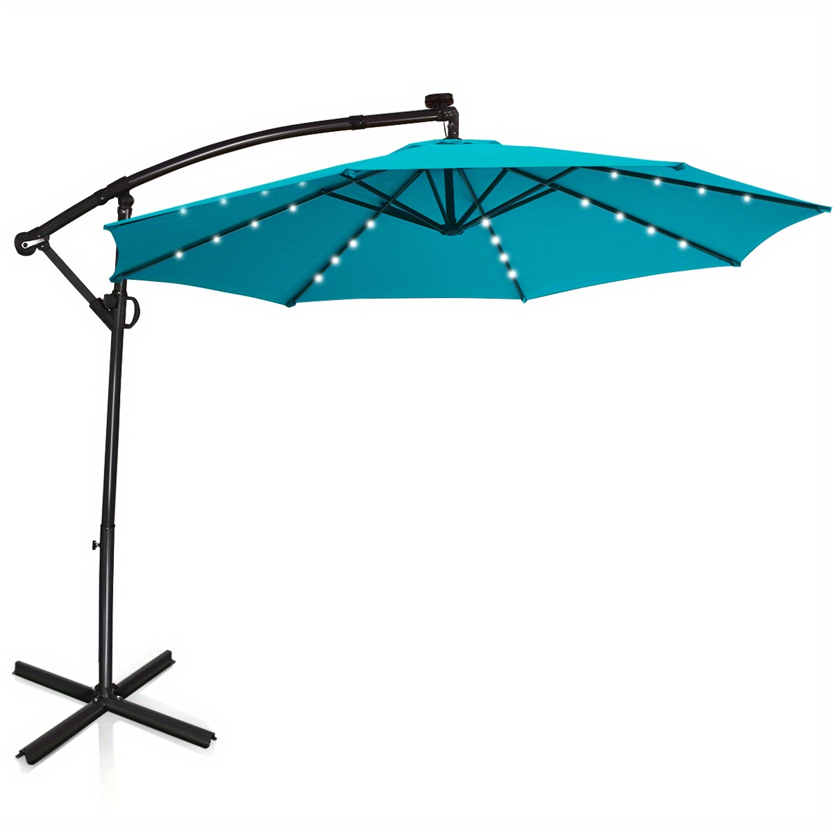 

Lifezeal 10ft Patio Offset Umbrella Solar Powered Led 360° Rotation Aluminum Turquoise