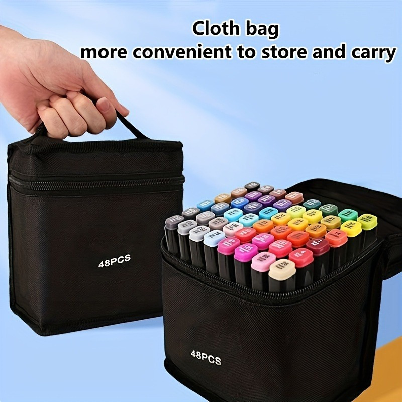 

48 Color Double-ended Marker Pen Set With Cloth Bag - Art Supplies For Students And Artists