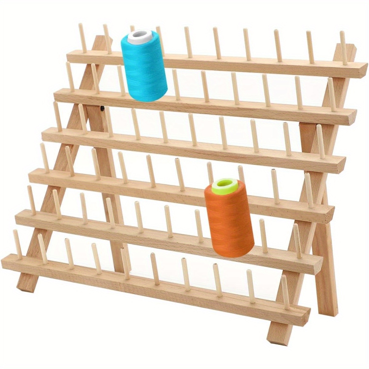TEMU 60 Spools Thread Spool Holder Wooden Thread Holder Thread Spools Spool Holder Thread Rack Thread Spool Organizer For Hanging On The Wall Or