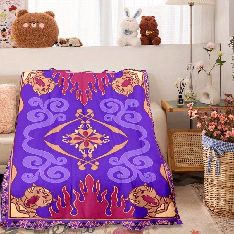 

Magical Carpet Design Flannel Printed Throw Blanket - Cozy Soft Seasonal Blanket For Office Chair, Home Napping, Camping - Polyester Fiber, Ideal Gift For Family And Friends