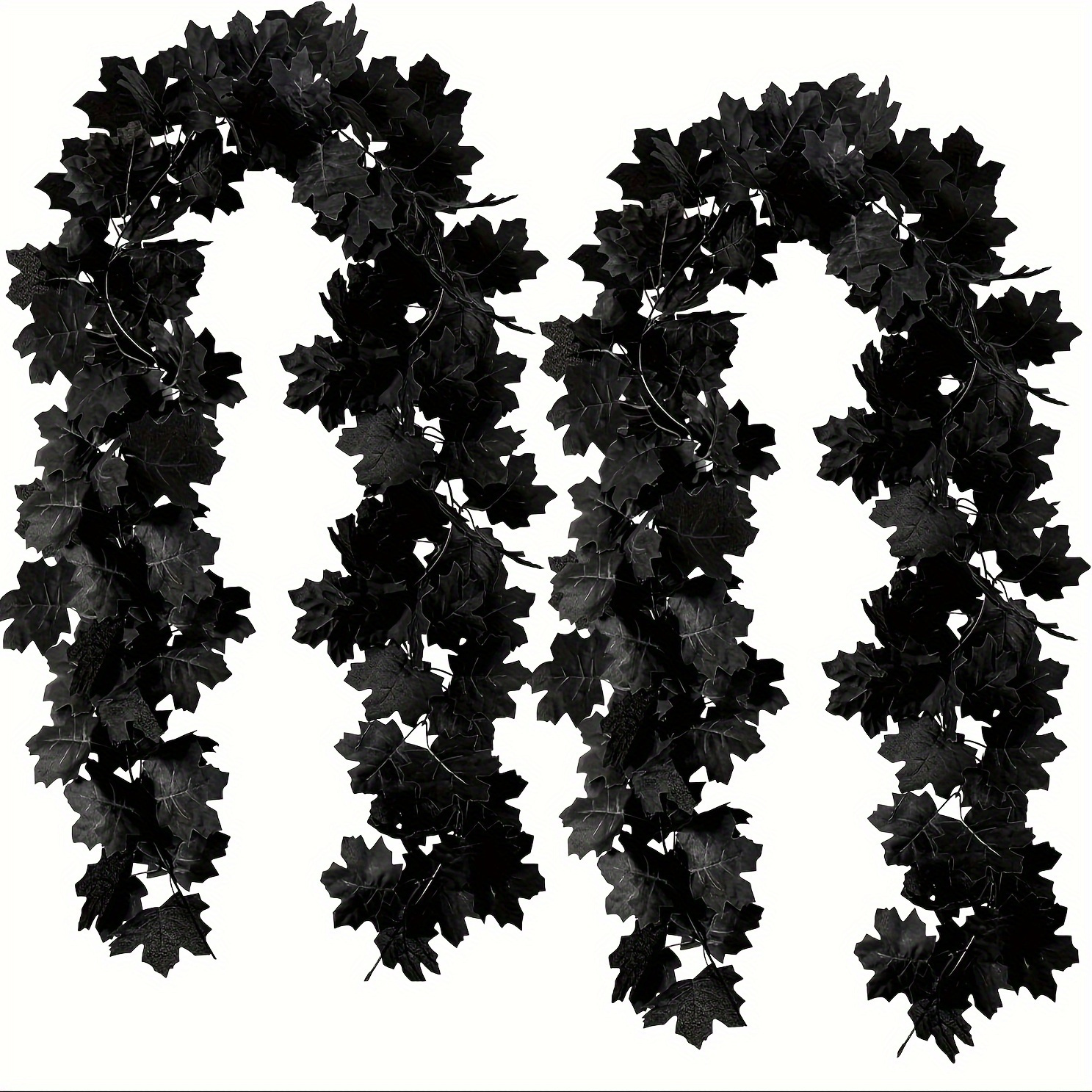 

2-pack Artificial Black Maple Leaf Garland - 68.89" Plastic Vine Decoration For Halloween, No Power Needed - Versatile Faux Fall Leaves For Home Decor, Weddings, And Thanksgiving Displays