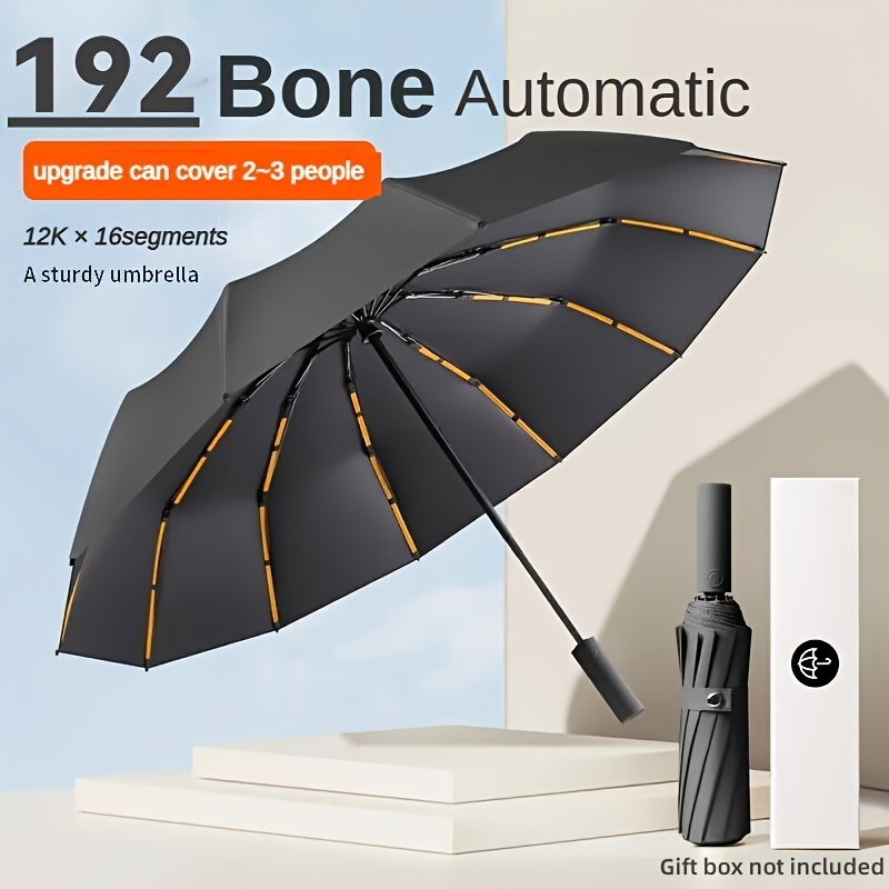 

Upscale Business Umbrella In Black For Men Extra Large Size Windproof 192 Ribs Auto Open/close Sun And Rain Umbrella