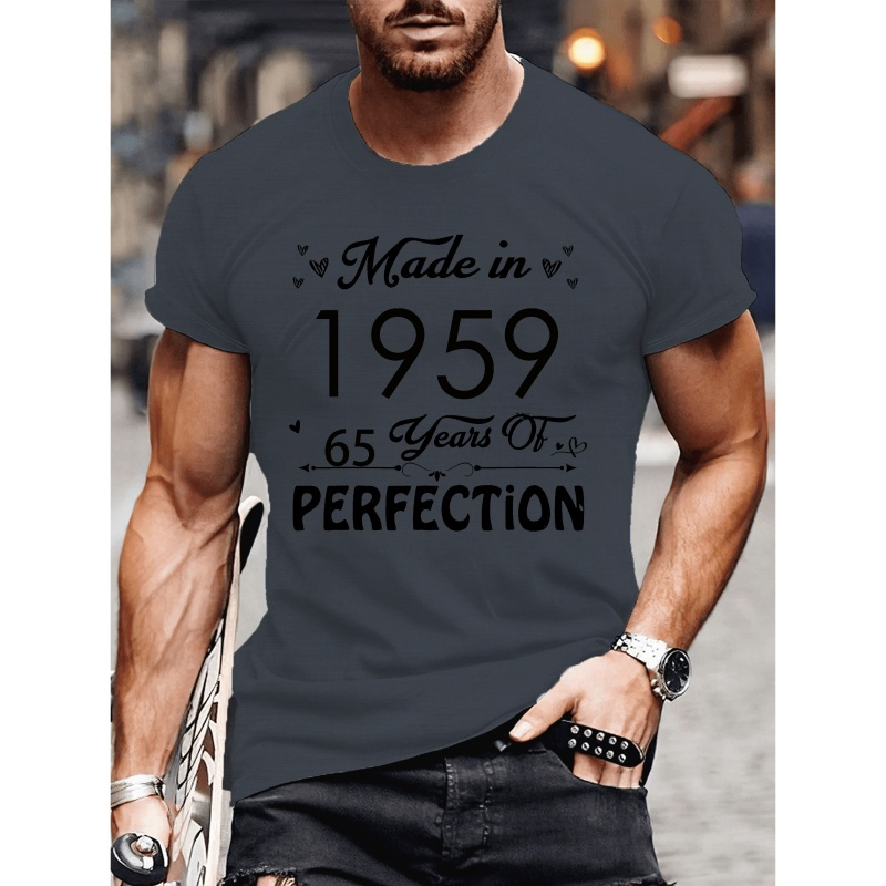 

T-shirt imprimé 1959 ans, T-shirt pour homme, T-shirt décontracté à manches courtes pour l'été