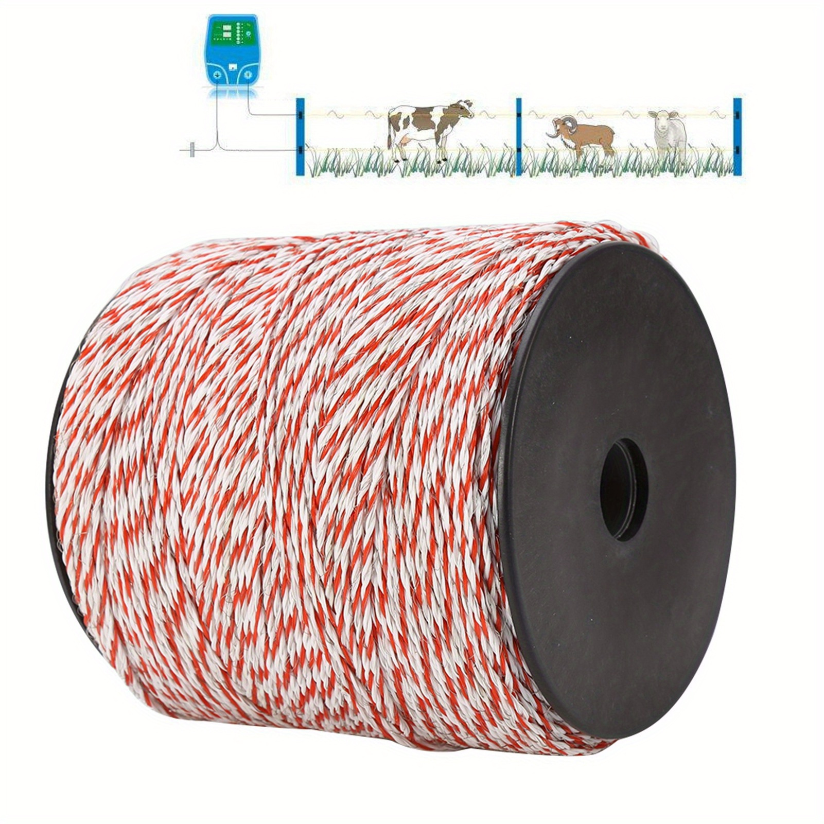 

500m White And Red Livestock Fence Wire Stainless Steel Rope, Outdoor Supplies