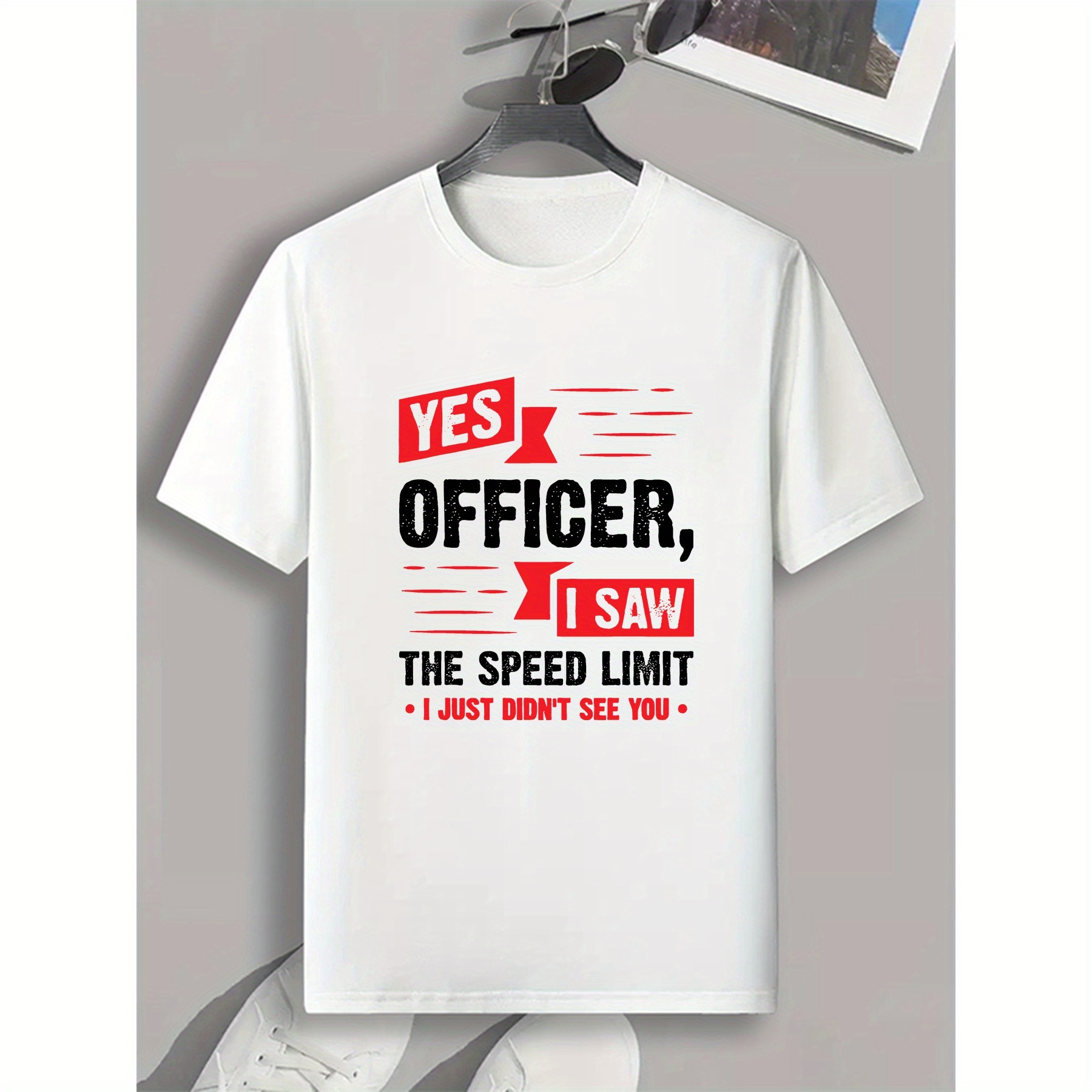 

Yes Officer I Saw Printed, Men's Fashion Trendy Casual Crew-neck T-shirt, Can Be Worn In Spring And Summer