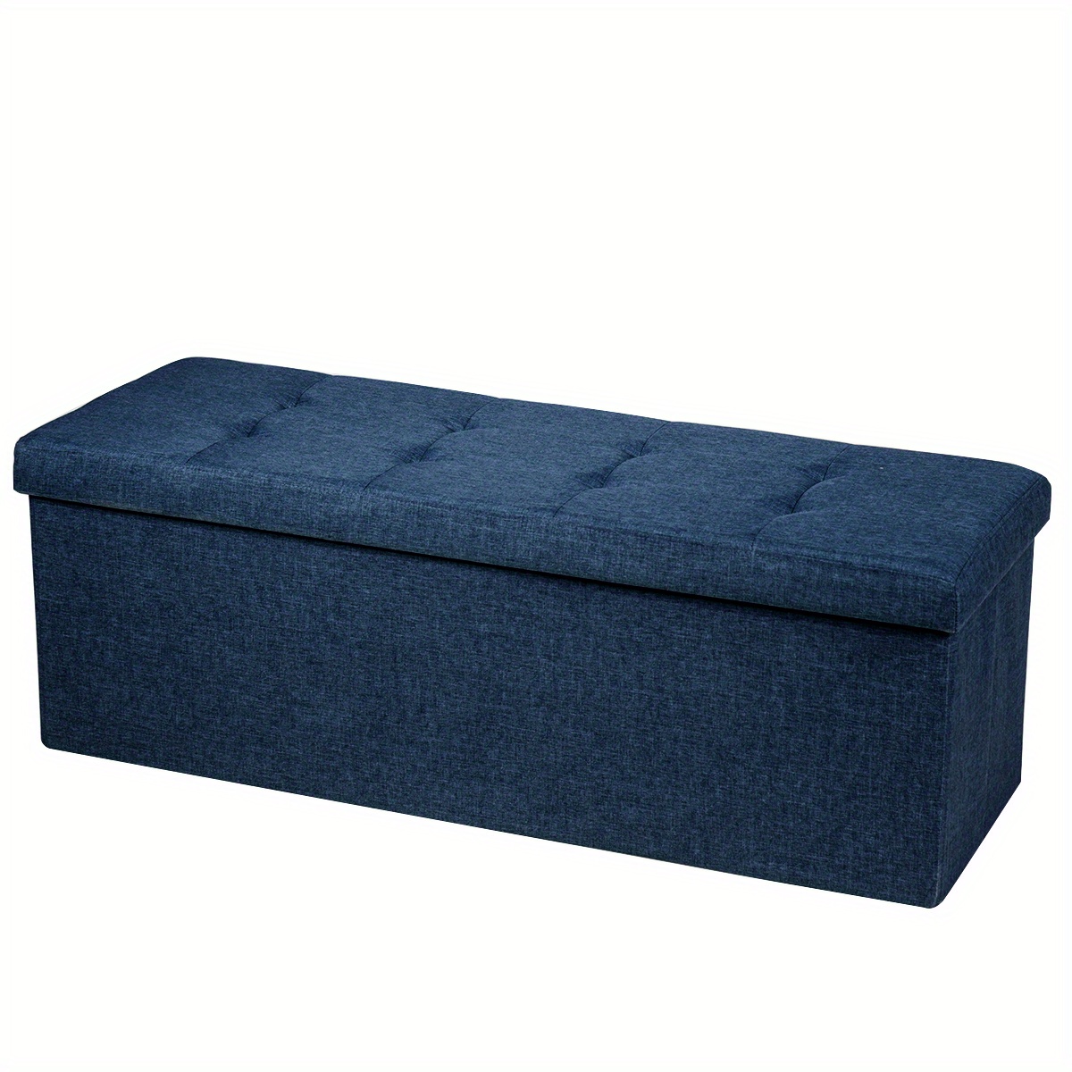 

Safstar Fabric Folding Storage Ottoman Storage Chest W/divider Bed End Bench Navy