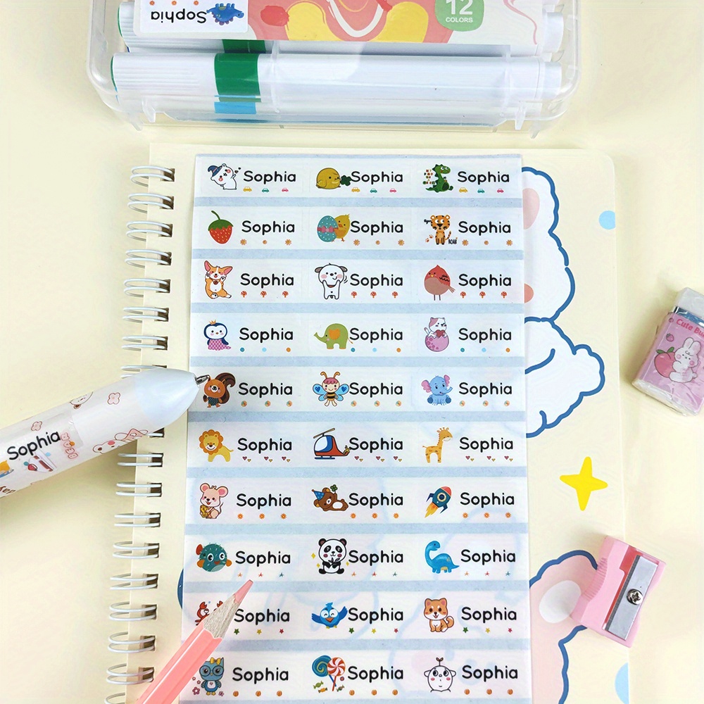 

Custom Name Table Stickers: Personalized Transparent Waterproof Labels For Kids - 60/120/180/240 Pcs