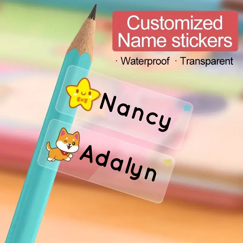 Custom Waterproof Transparent Stickers - Personalized Name Labels for Office, School & Scrapbooking - 60/120/180/240pcs Piece Options