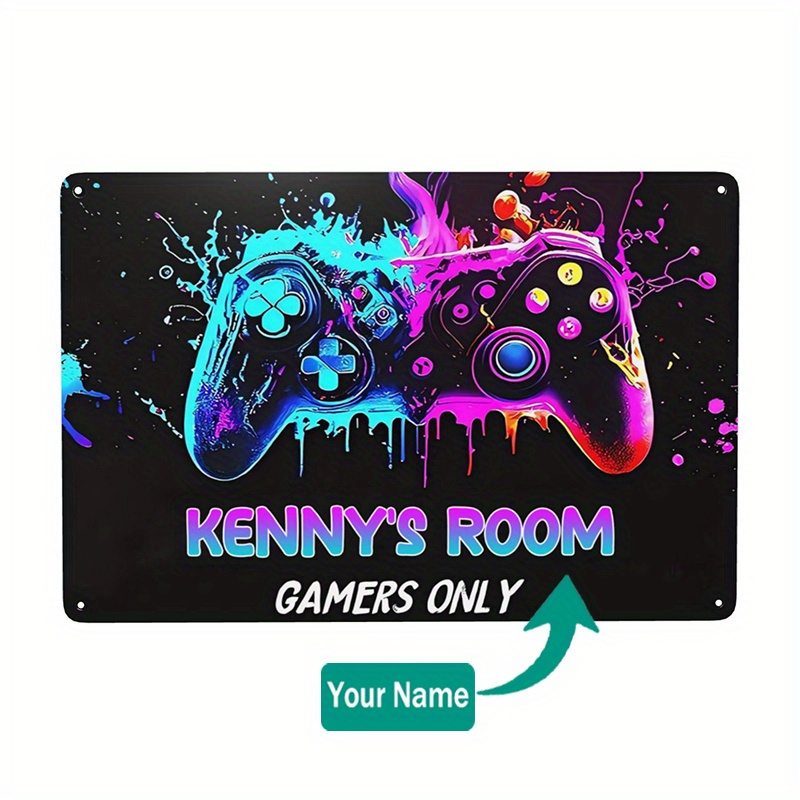 

Personalized Gamer Room Metal Sign - 1pc Customizable Aluminum Door Plaque With Waterproof Gaming Zone Design, Ideal Gift For Gamers, Teenagers, Pre-drilled For Easy Mounting, 12x8 Inch