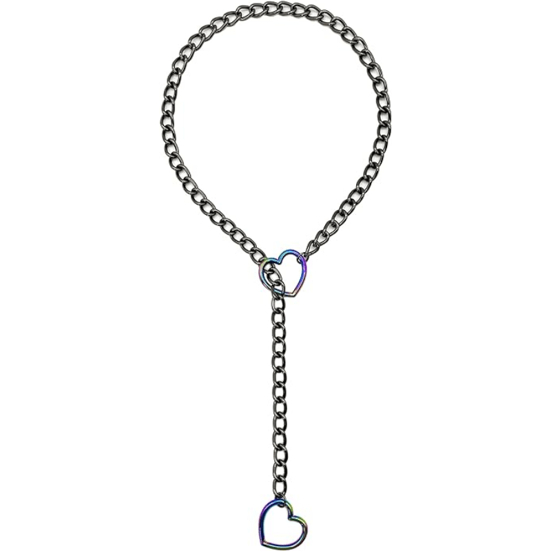

Women's Ornaments Heart-shaped O-ring Slip Chain Necklace Women's Fashion Punk Rock Cuban Long Necklace Women's Jewelry Adjustable Lasso Y-shaped Women's Necklace