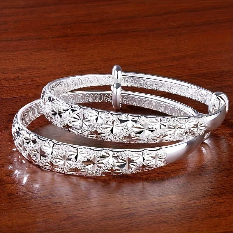 

2pcs 925 Silver Plated Minimalist Star Bracelet, Suitable For Daily Wear,anniversary Gift