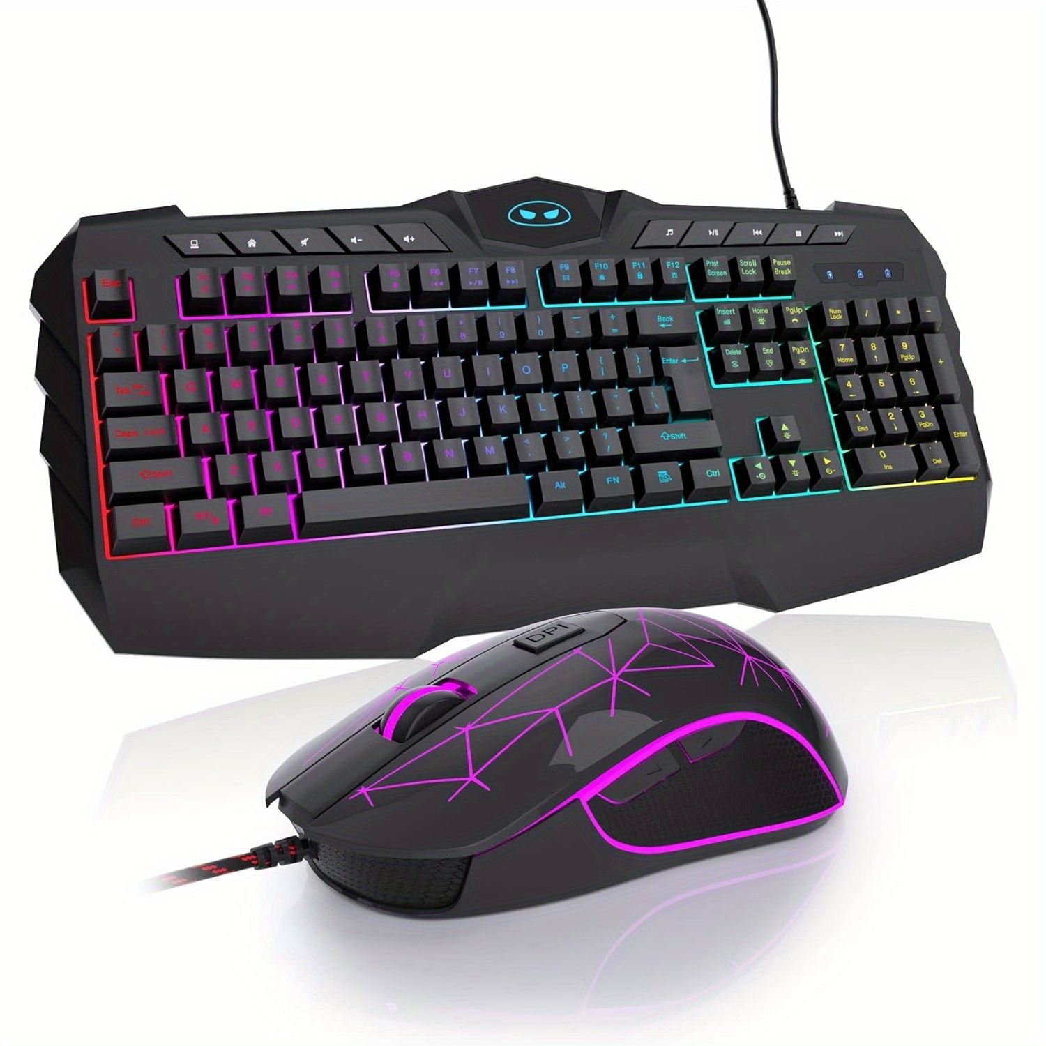 

Gaming Keyboard And Mouse Combo, Gk770 Rgb Wired Gaming Keyboard With Multimedia Keys, Ergonomic Wrist Rest Computer Keyboard, 3200 Dpi Gaming Mouse For Windows Pc Gamers