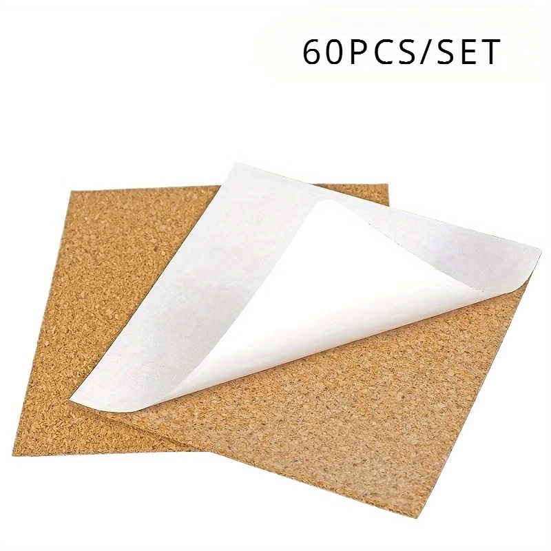 TEMU 10pcs, 30pcs, 60pcs Self-adhesive Cork Boards, 4 Inches X 4 Inches, Suitable For Diy Coasters, Cork Squares, Cork Bricks, Cork Mats, Mini Boards