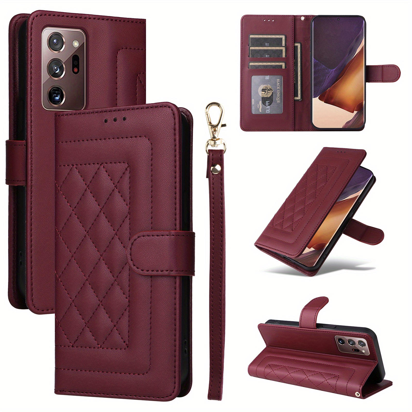 phone case suitable for galaxy note 20 note 20 ultra   phone card holder stand faux leather multi functional phone case