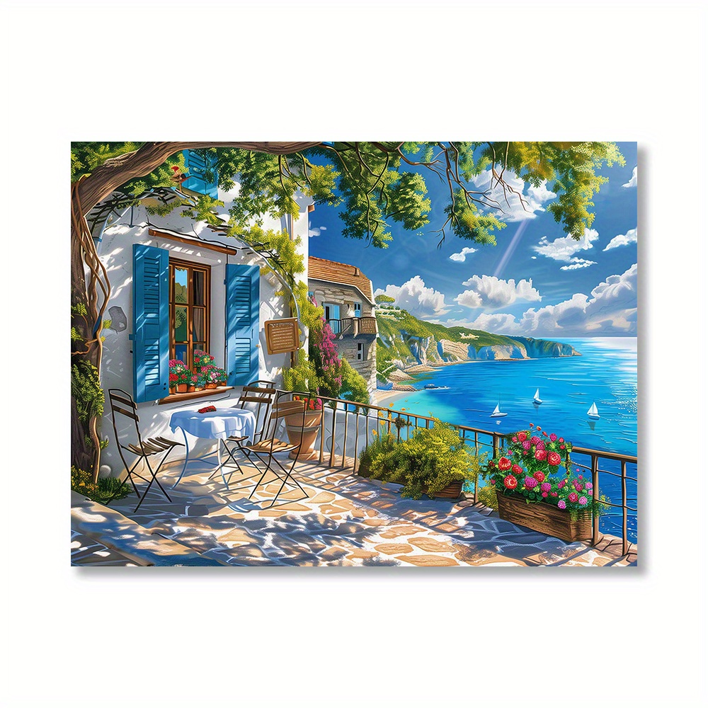 

Chic Sunny Coastal House Canvas Art Print, 12x16" - Modern Hd Wall Decor For Living Room & Bedroom, Easy-to-hang Unframed Poster Wall Pictures Home Decor Home Decor Wall Art