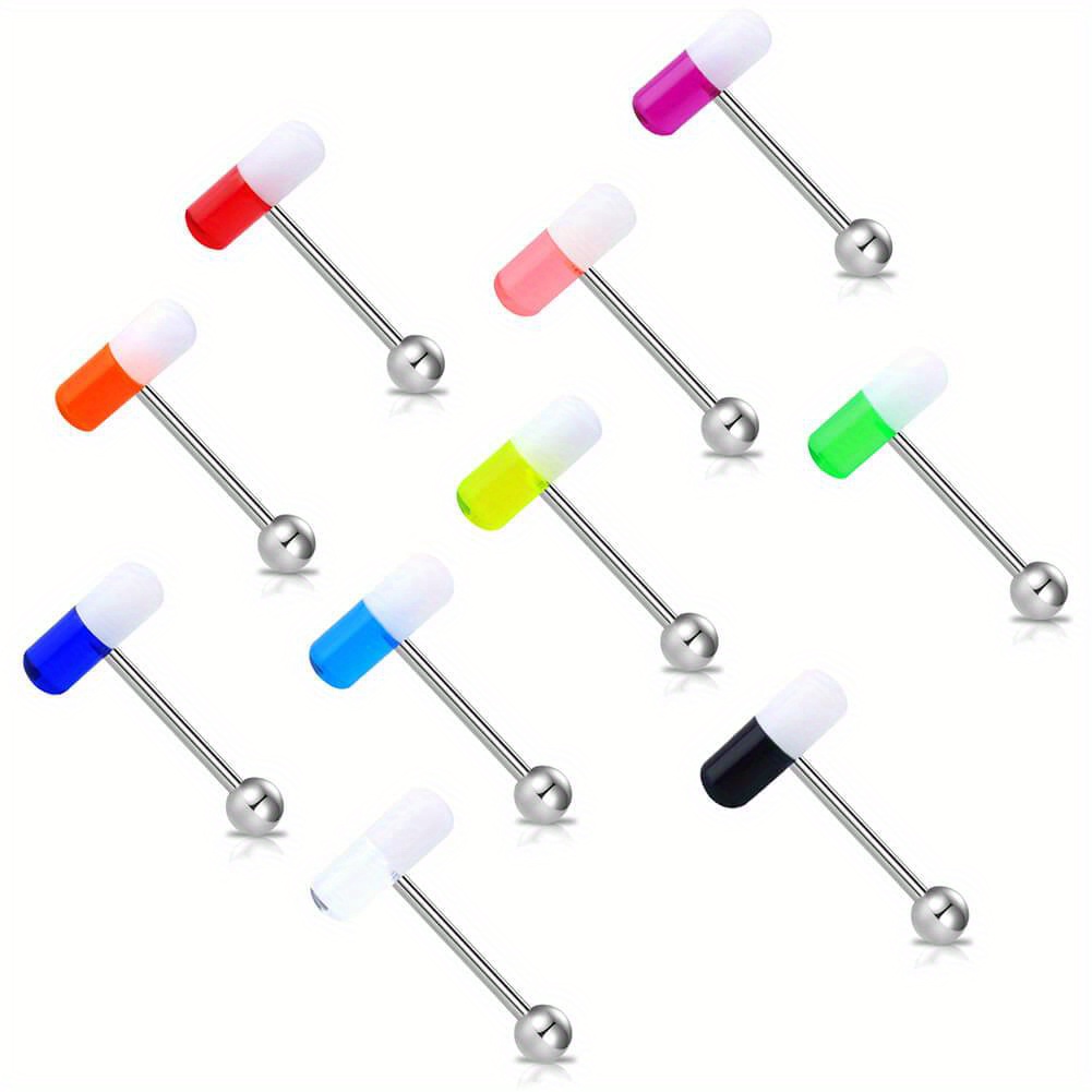 

10pcs Funny Pill Design Tongue Barbell Piercing Jewelry