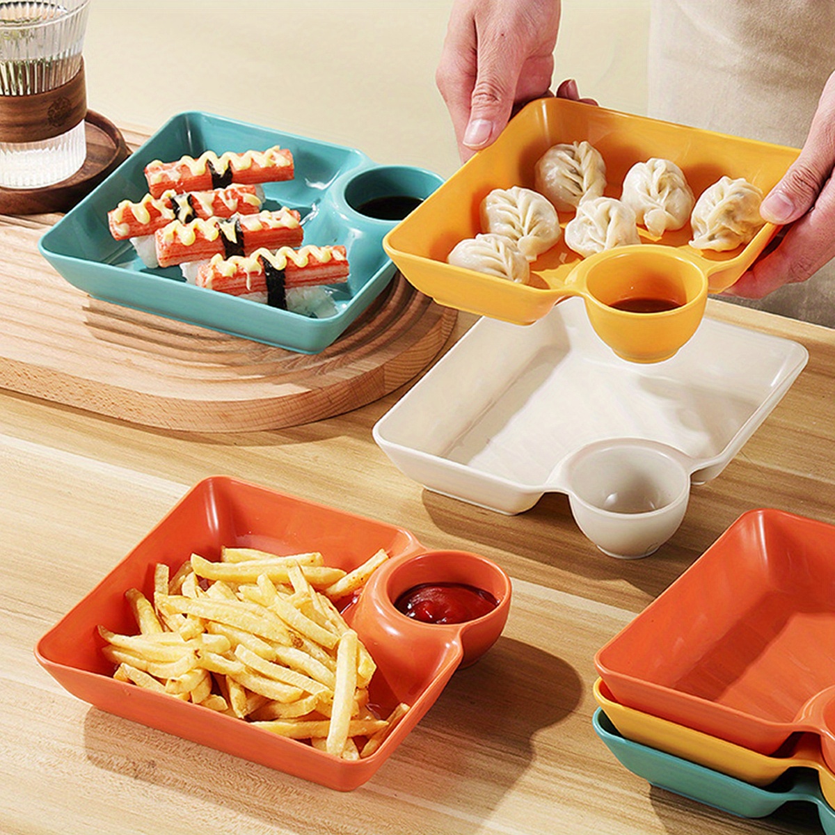 スナックトレイ セラミックサービングトレイ 回転式スナックサービング