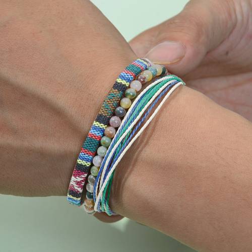 3 stk/sæt mænds flettede armbåndsæt, natursten armbånd, bohemisk etnisk og håndvævet venskabsarmbånd, unisex i hundredvis af farver