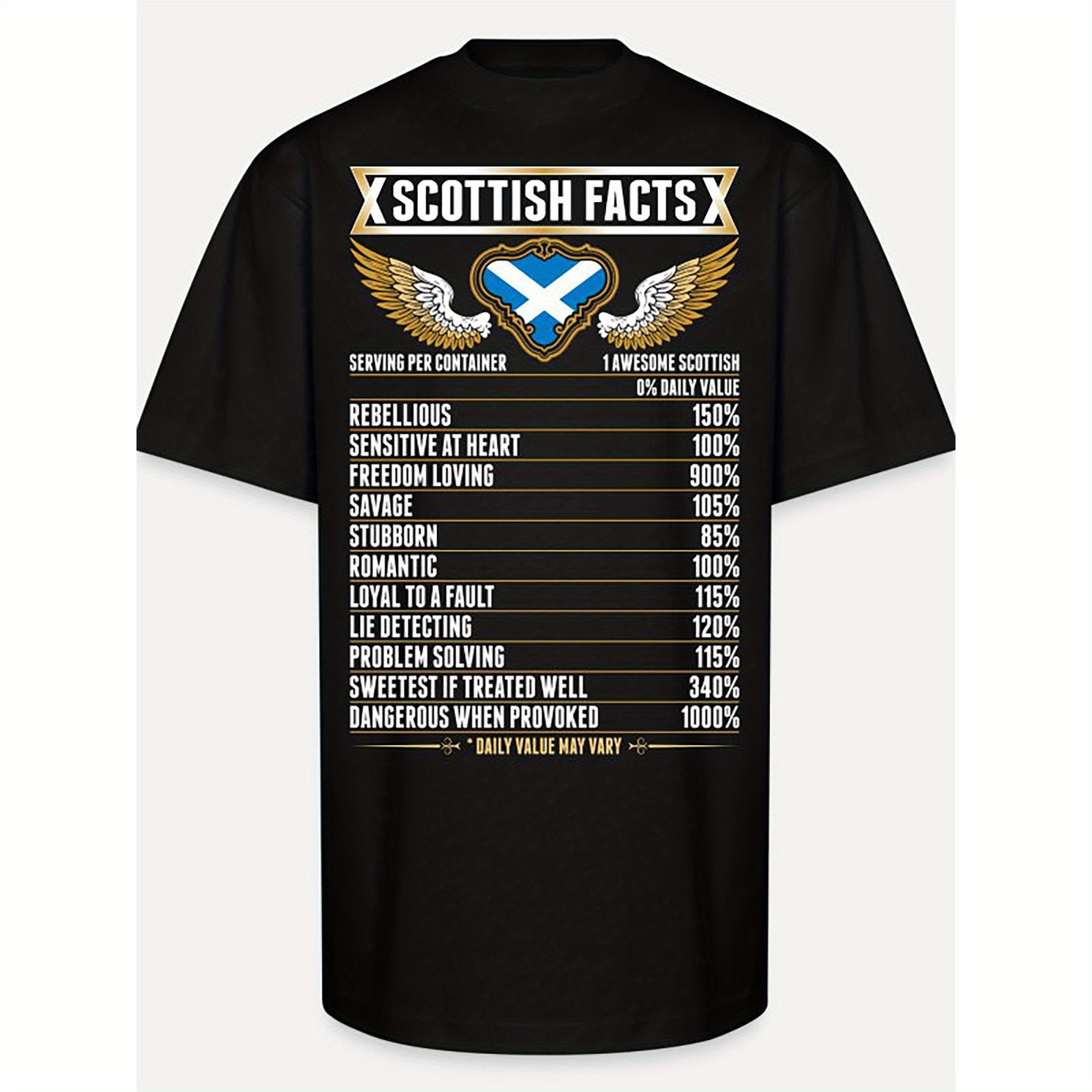

Scottish Facts Tshirt-6959 Funny Men's Short Sleeve Graphic T Shirt Collection Black