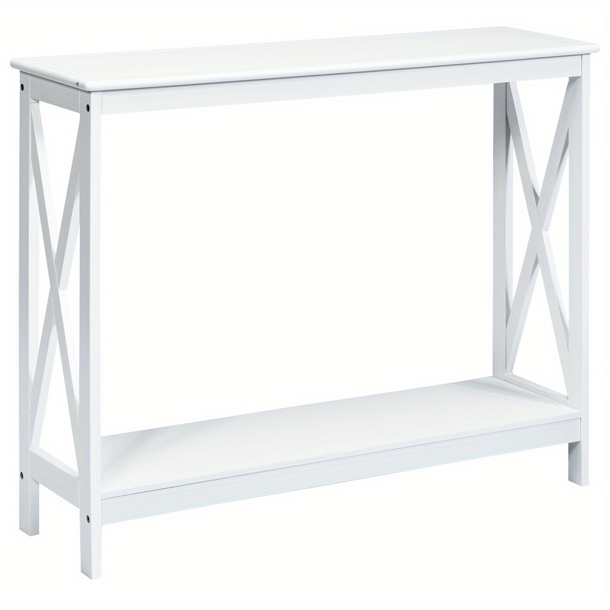 

Maxmass 2-tier Console Table X-design Bookshelf Sofa Side Accent Table W/shelf White