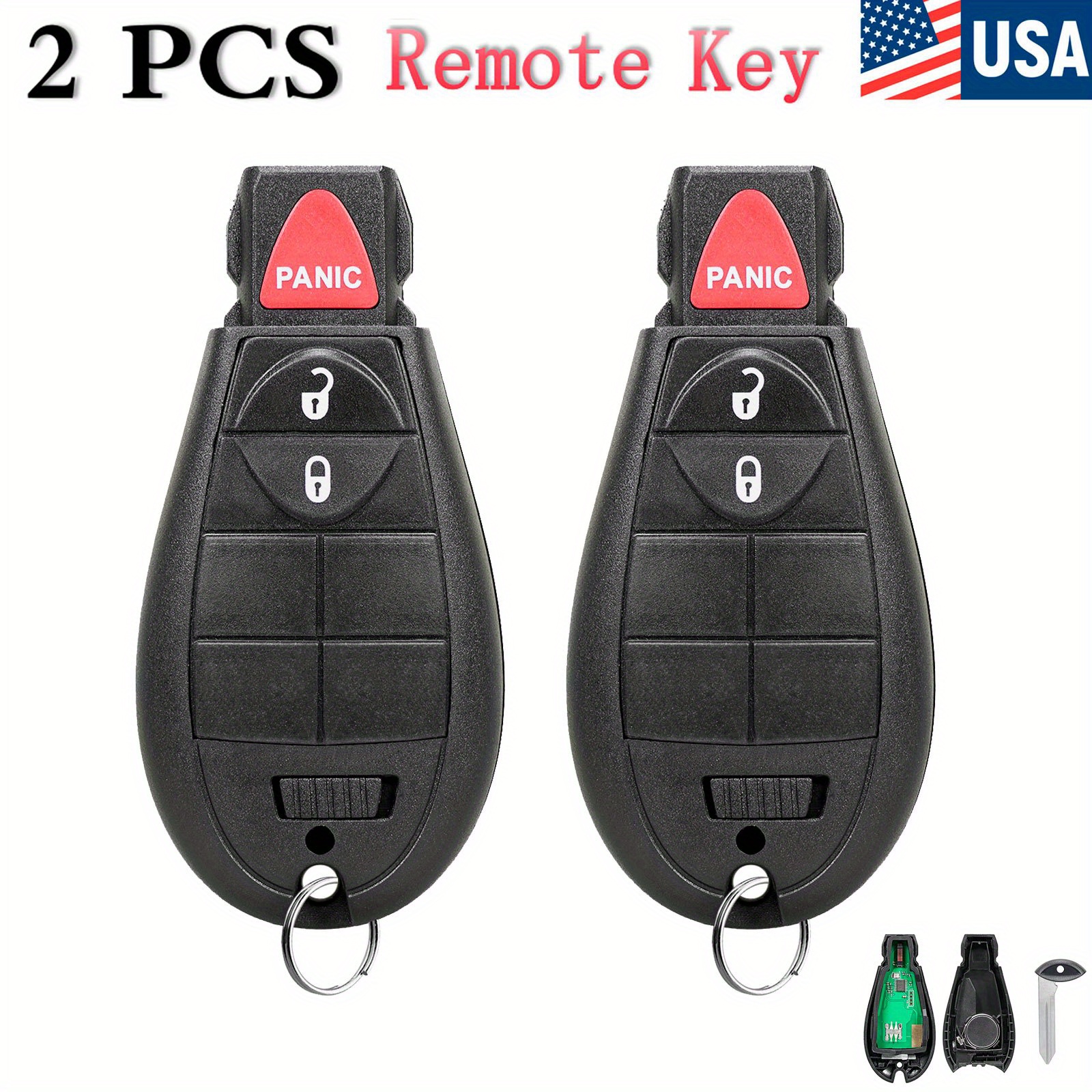 

2pcs 433 Mhz Remote Car Key Fob 3 Buttons For Dodge For Ram For 1500 For 2500 For 3500 For Fcc Id Gq4-53t