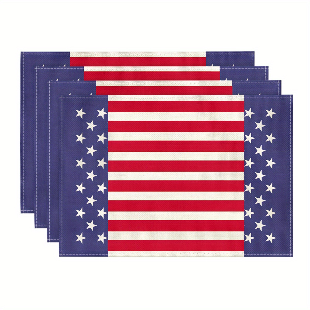 

Sm:)e Stripes And Stars 4th Of July Memorial Day Placemats For Dining Table, 12 X 18 Inch Patriotic Seasonal Holiday Decoration Rustic Vintage Washable Table Mats Set Of 4