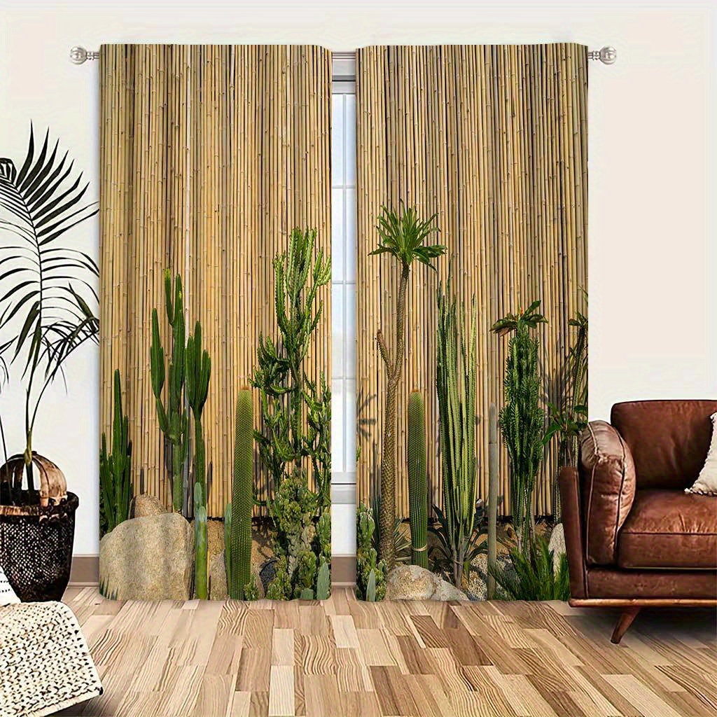 

Boho-chic Vintage Plant & Vine Wall Print Curtains - , Living Room & Bedroom Decor, Polyester, Machine Washable