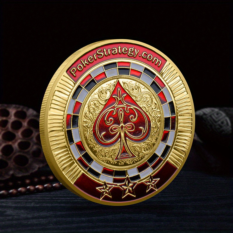 

1pc Luxurious Peach Heart American Challenge Coin - Golden & Red With Intricate Design, Metal, Round Collectible For Gifting & Decor