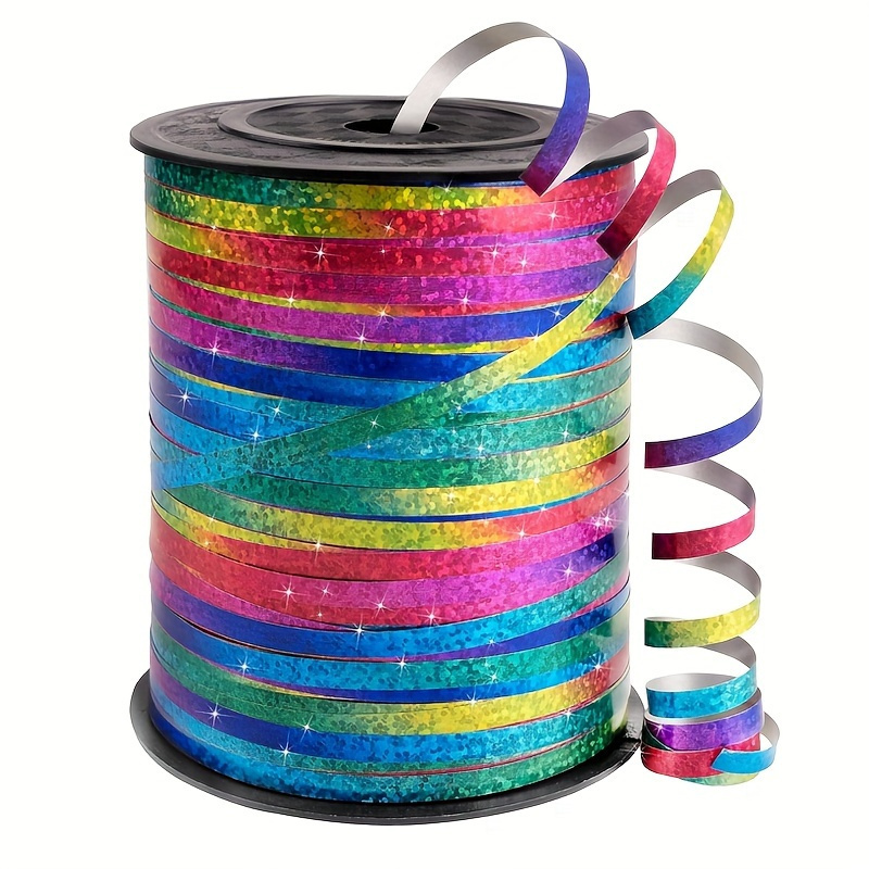 1 Roll, 250yard Rainbow Ribbon, Rainbow Curling Ribbon, Metallic Shiny ...