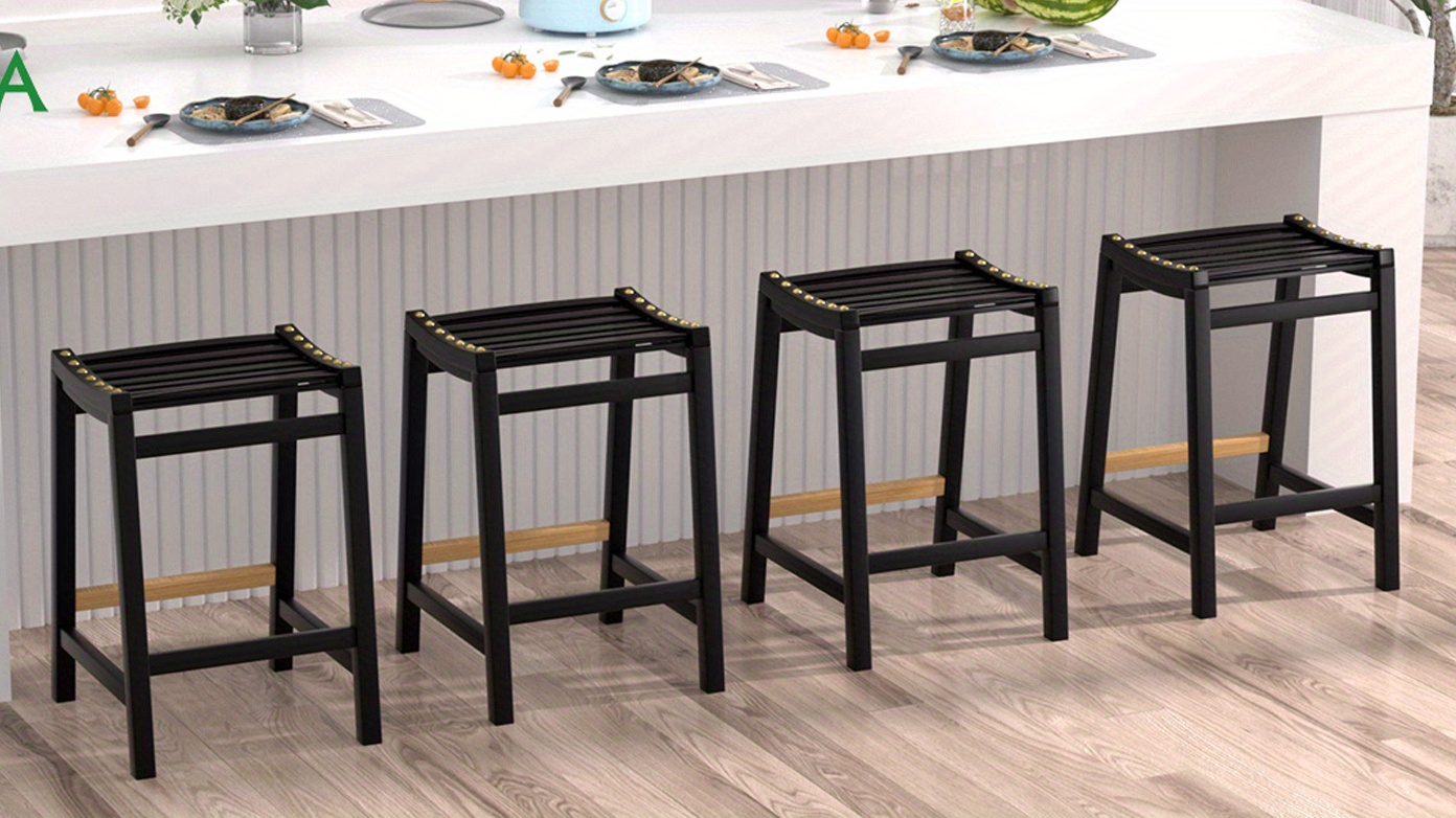 bar stools set 24 inch bamboo counter height stools Temu