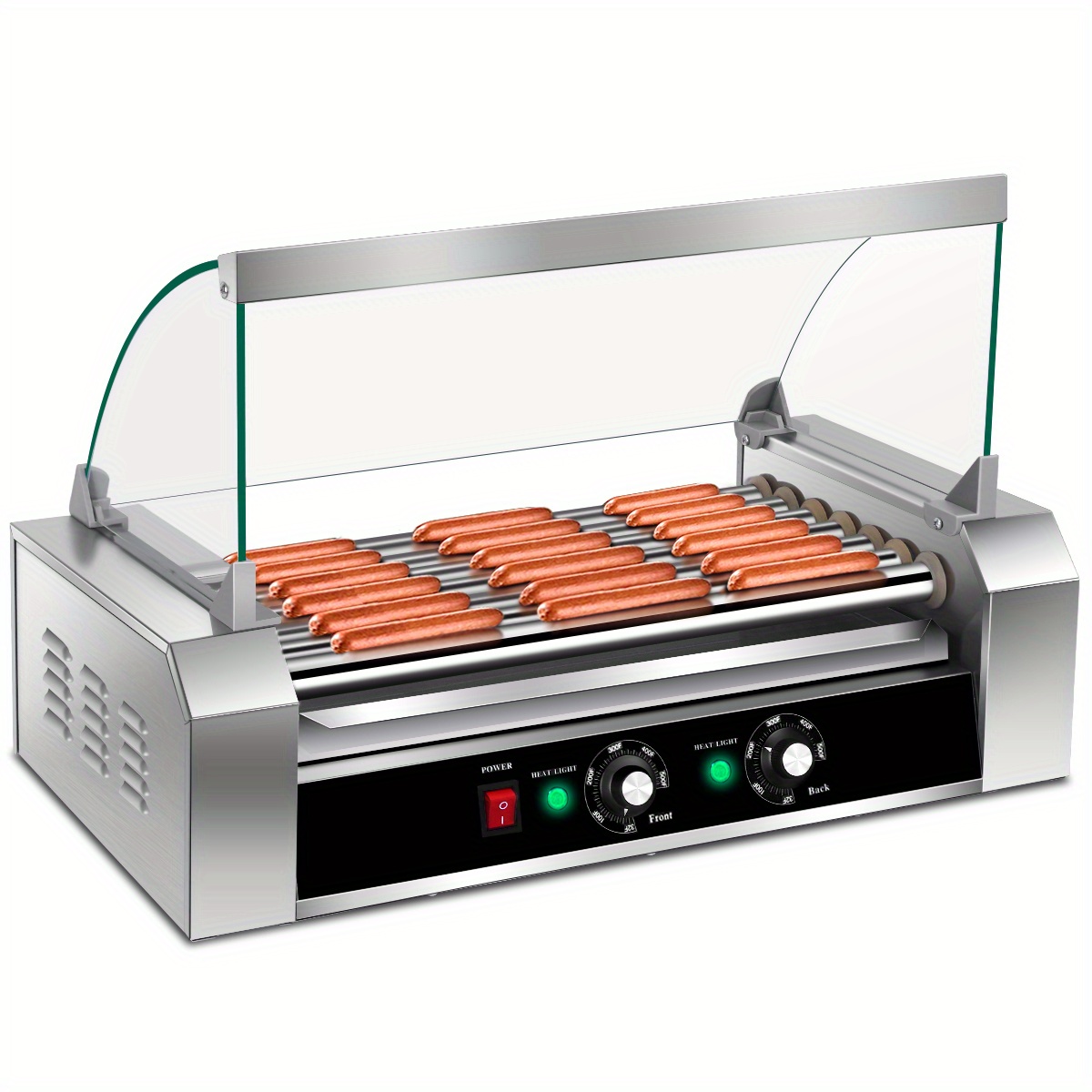 

Gymax Commercial 18 Hot Dog Grill Cooker Machine Stainless 7 Roller W/ Cover