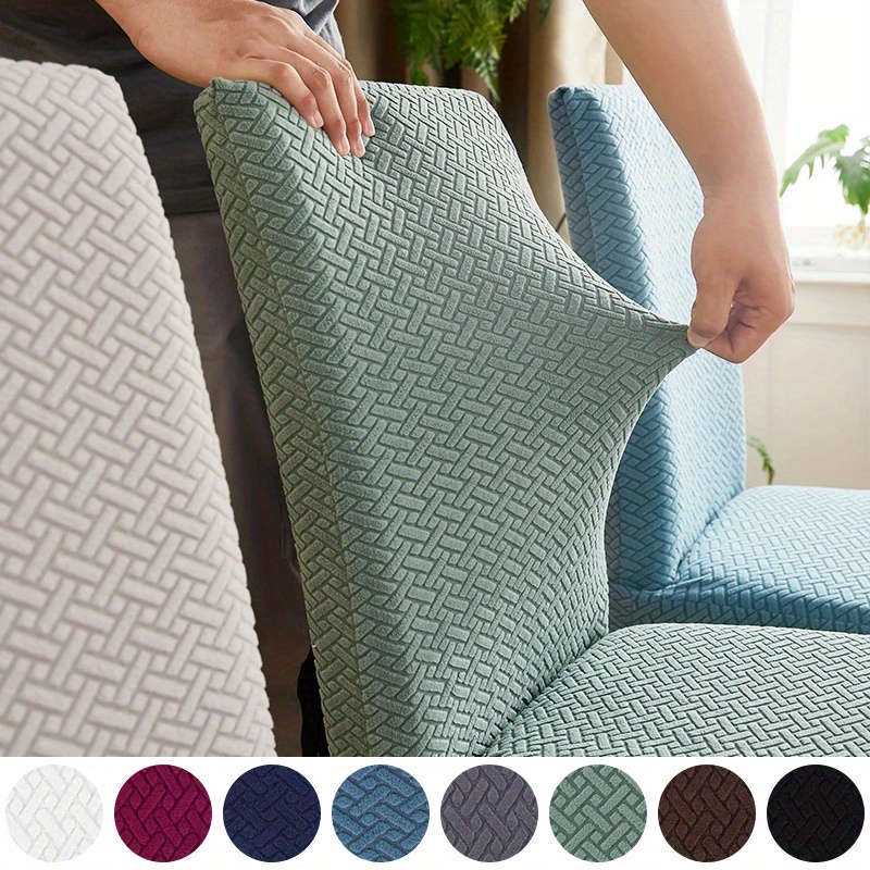 

4pcs Premium Stretch Chair Covers - , Pet-friendly Fabric With Woven Design, Multiple Colors (light Blue, Dark Blue, Navy Blue, Black, White, Beige), For Dining & Living Room Chairs