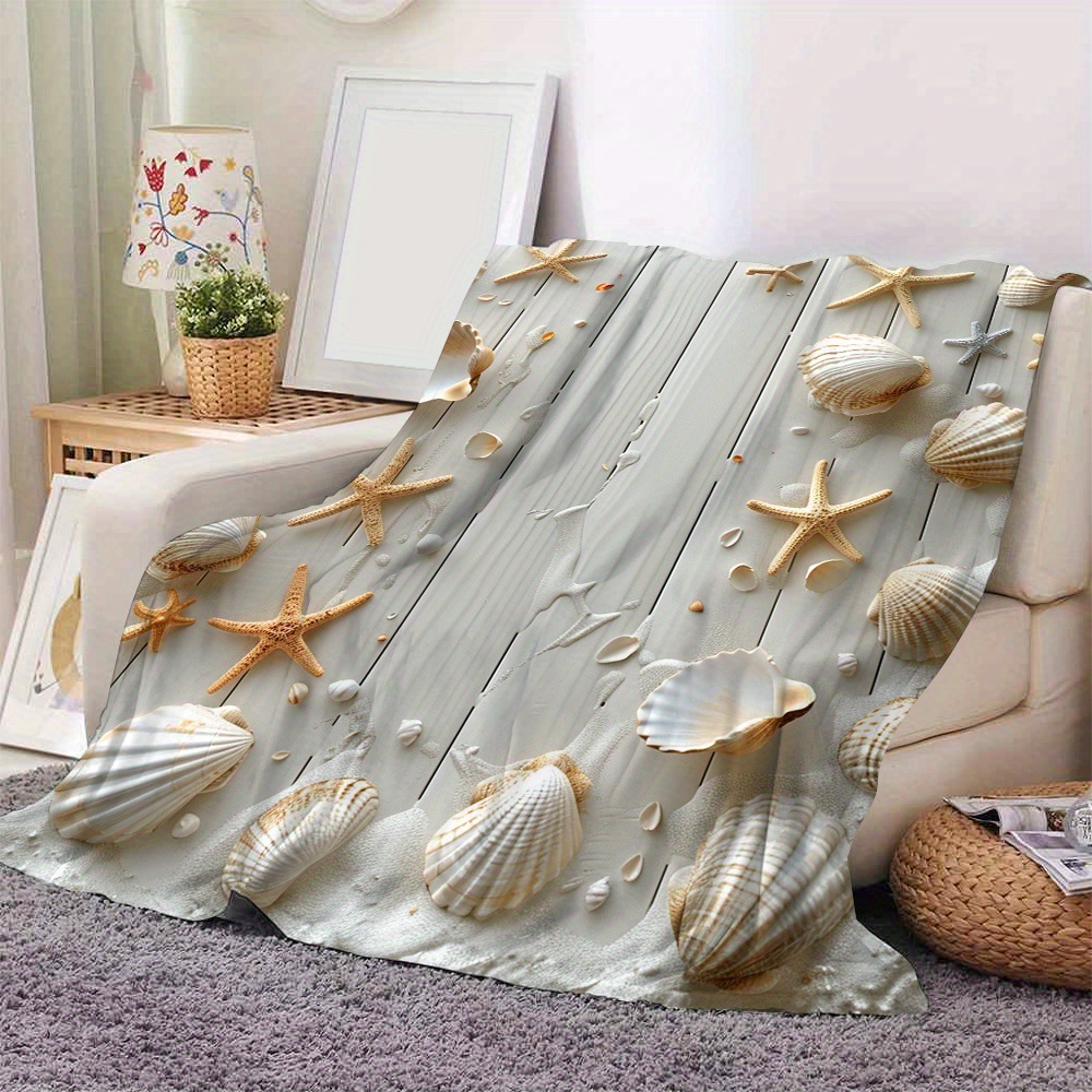 

Cozy Shell And Starfish Fleece Throw Blanket - Perfect For All Seasons