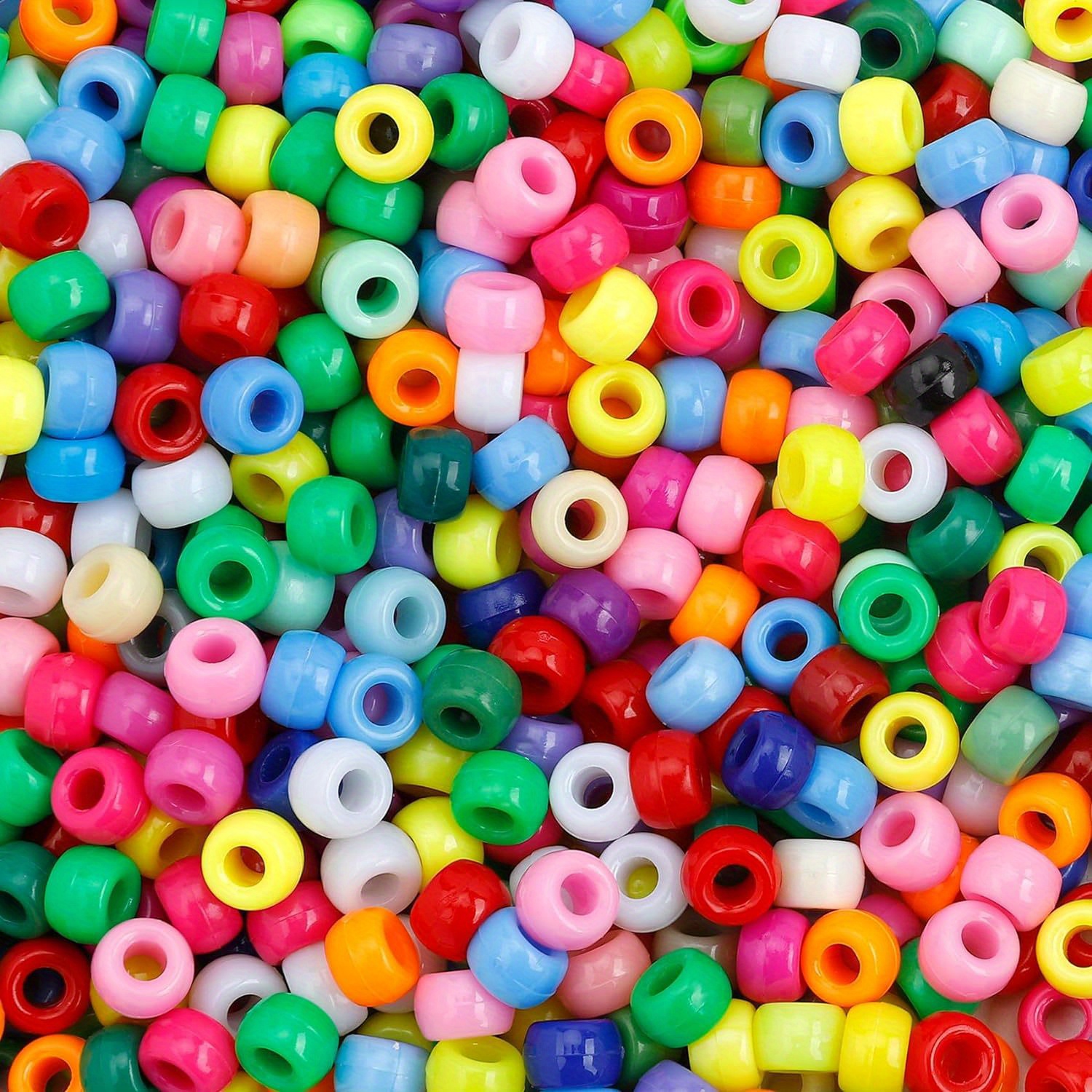 

1000pcs Pony Beads, Large Hole Bracelet Beads, Hair Braid Beads, Craft Beads, Plastic Beads, Braid Hair Beads