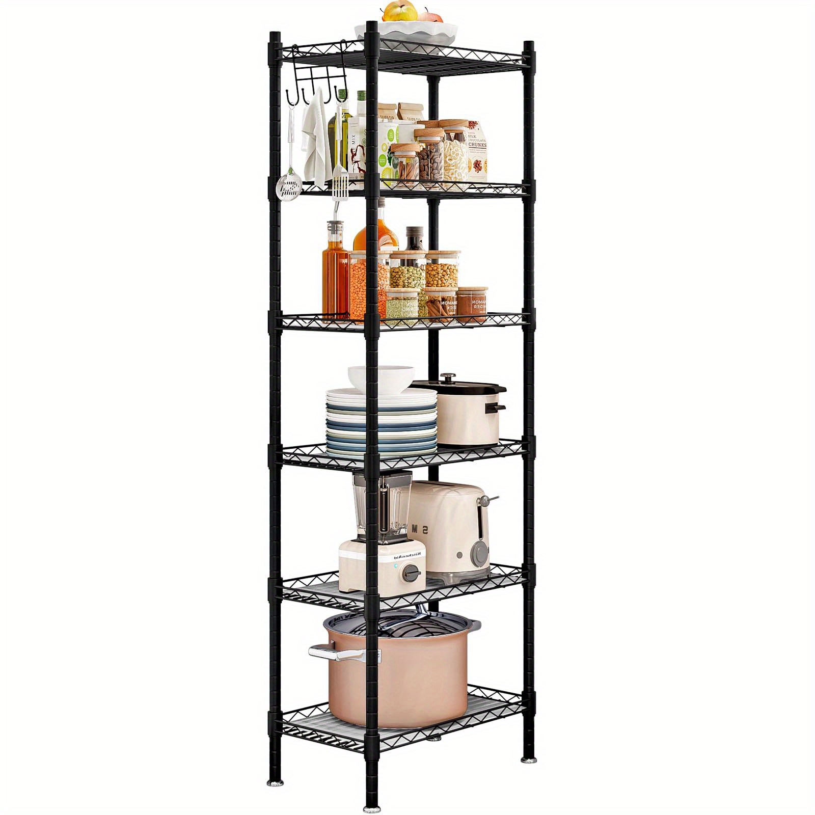 TEMU 6 Metal Shelf Storage Rack Shelving Organizer For Kitchen Laundry Garage Bathroom Pantry Closet Office