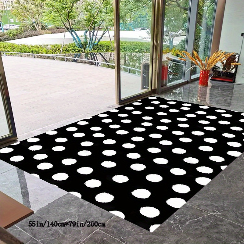 

Luxurious Faux Cashmere Area Rug - 1300gsm, Non-slip Tpr Backing, Machine Washable For Indoor/outdoor Use In Bedrooms, Living Rooms, Hotels & More - Black & White Dots Washable Area Rug Washable Rug