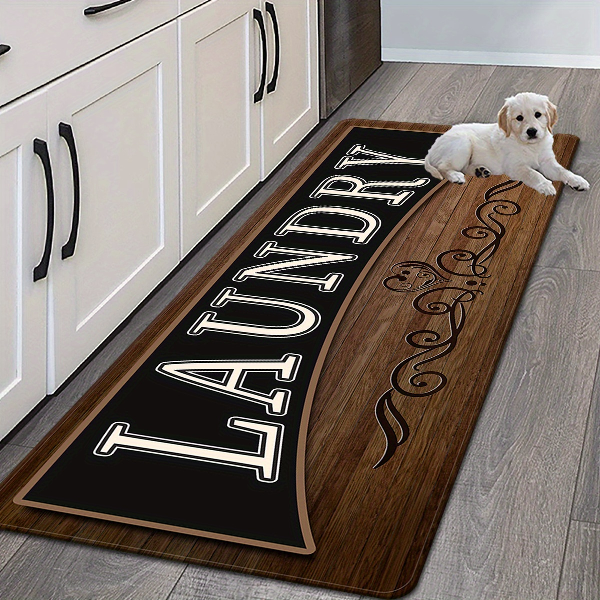 

Non-slip Laundry Room Rug - Polyester Absorbent Washable Mat For Entrance, Kitchen, Bathroom, Hallway - Durable & Soft Comfort Floor Pad For Living Room, Bedroom, Home Decor