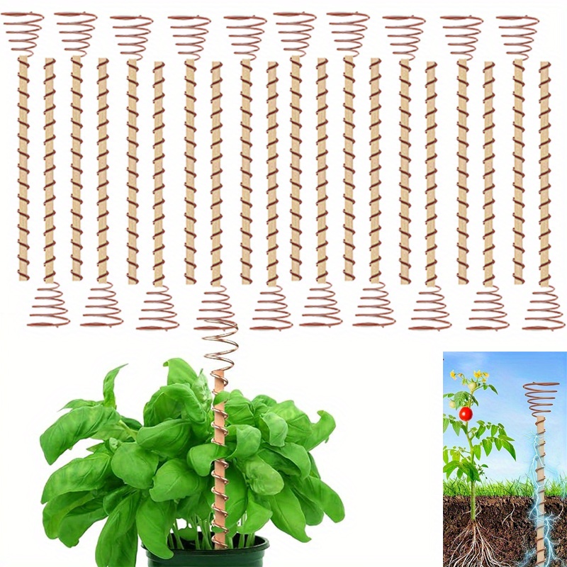 

10/20pcs, 12-inch Plant Stakes, Long Copper Garden Stakes, Copper Coil Antenna For Growing Gardens, High Yield