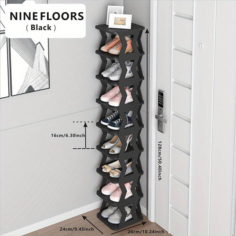 TEMU 1pc Simple Shoe Drying Rack, Shoe Rack, High And Narrow Shoe , Suitable For Small Space, Folding Shoe Storage Rack, Vertical Shoe Rack, Stable Structure Free Standing Shoe Racks