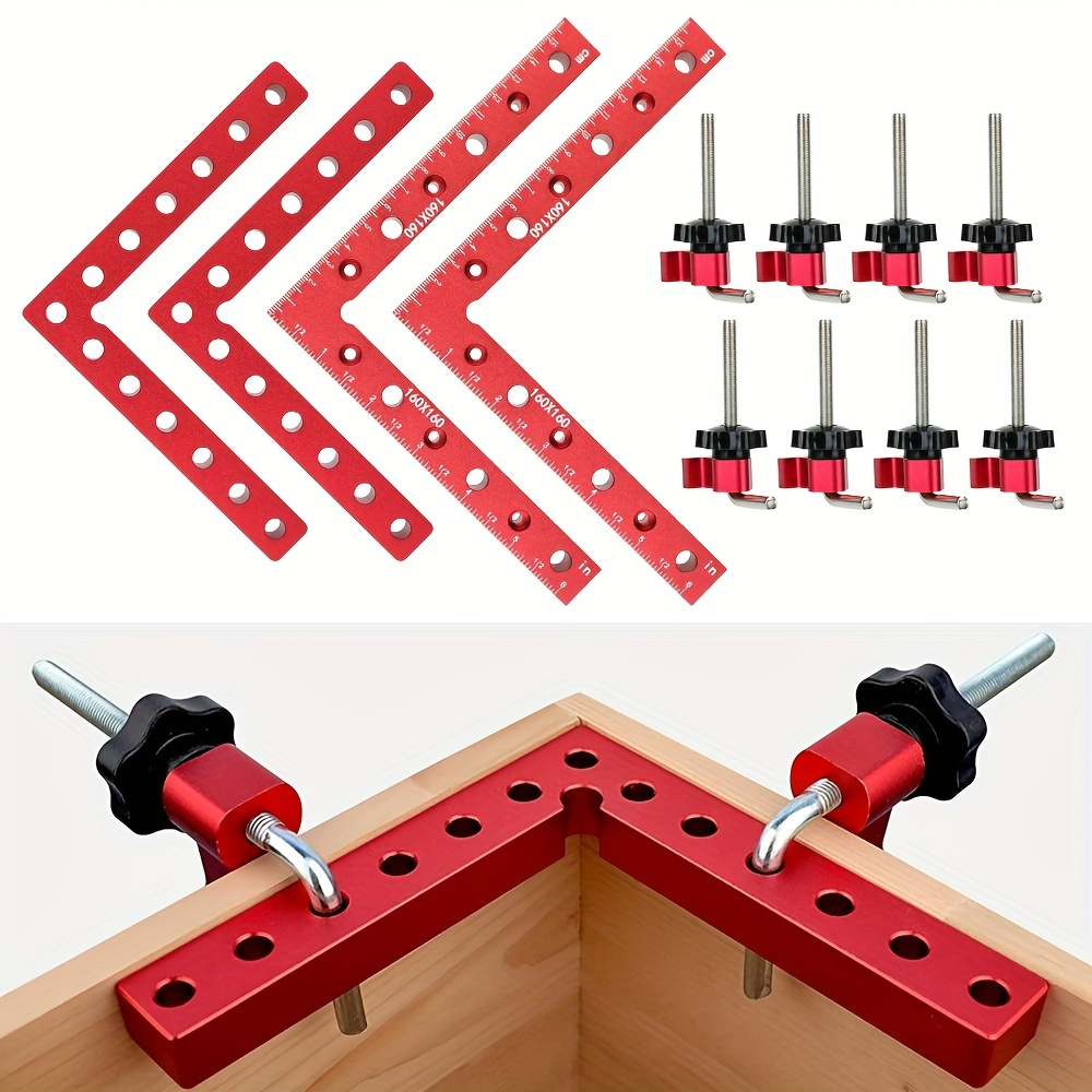 

4- Red Aluminum Alloy 6.29" 90- Set, 3/6pcs Woodworking Positioning Snap Closures And Removable For