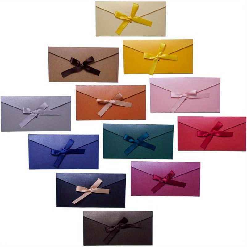 

24 Pcs High-grade Pearlized Paper Envelopes With Ribbon Bowknot, Self-seal Gift Card Bags For Mother's Day, Courtship, Birthday, Graduation, Baby Shower