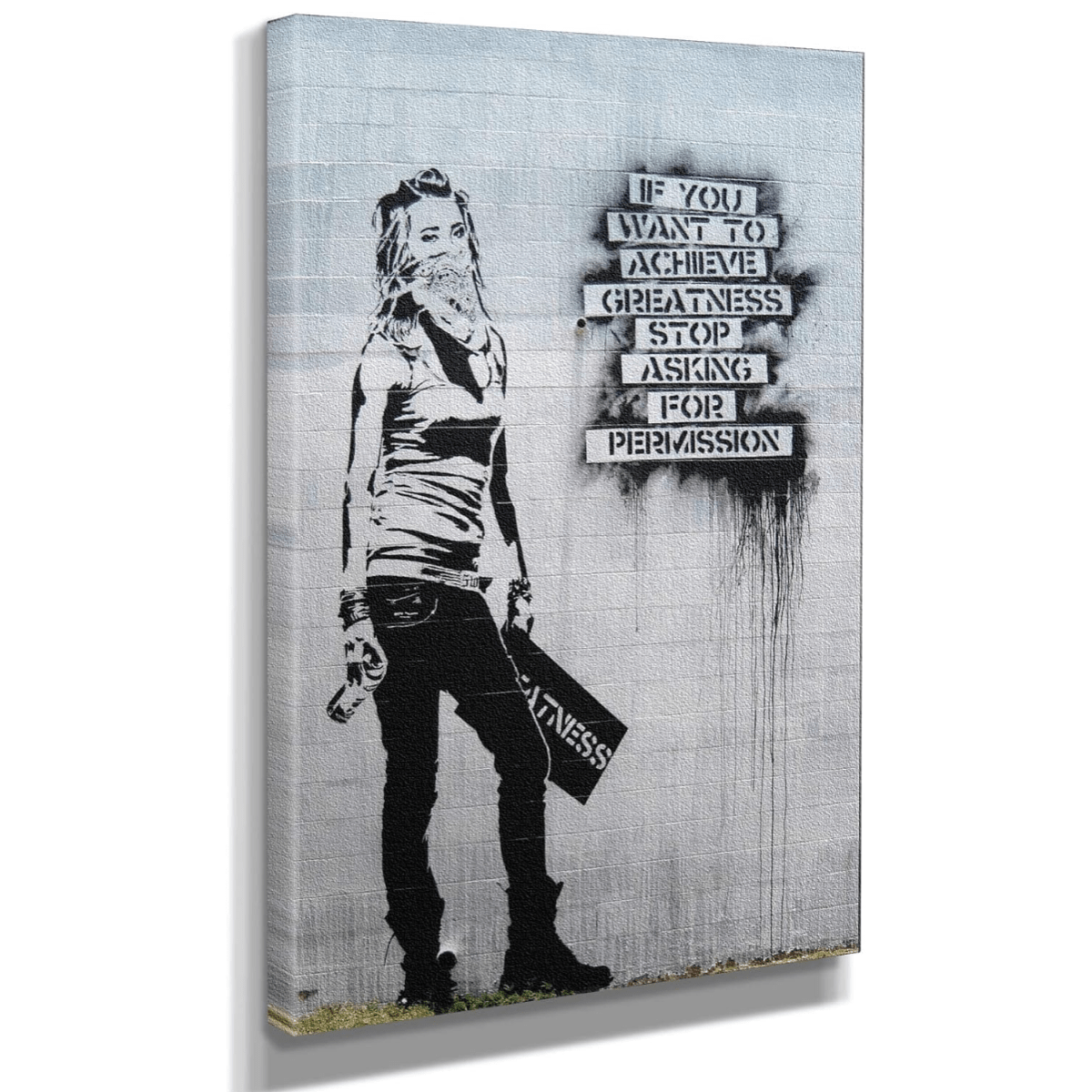 

Banksy - Achieve Greatness Canvas Art Wall Art Home Decor Wooden Frame - Thickness 1.5inch