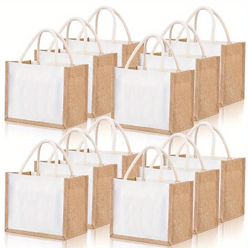 

Lot De 6 Sacs Fourre-Tout En Toile De Jute Avec Poignées - Imperméables Et Réutilisables Pour Mariages, Plage, Cadeaux De Demoiselle D'Honneur & Boîtes À Déjeuner