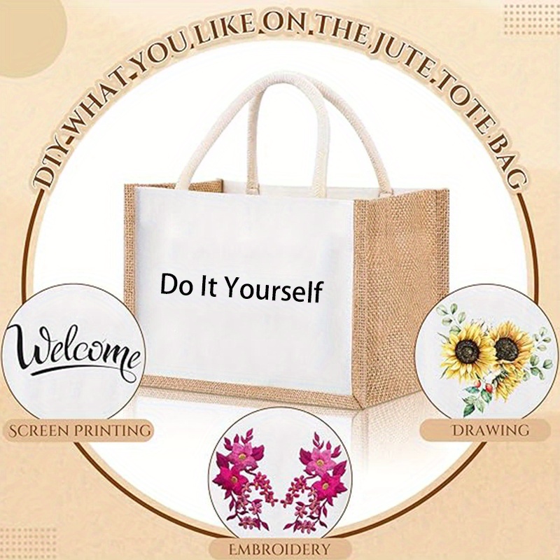 Tote Bag Borse In Iuta Fai Da Te 6pcs Borsa Tote In Iuta Mini