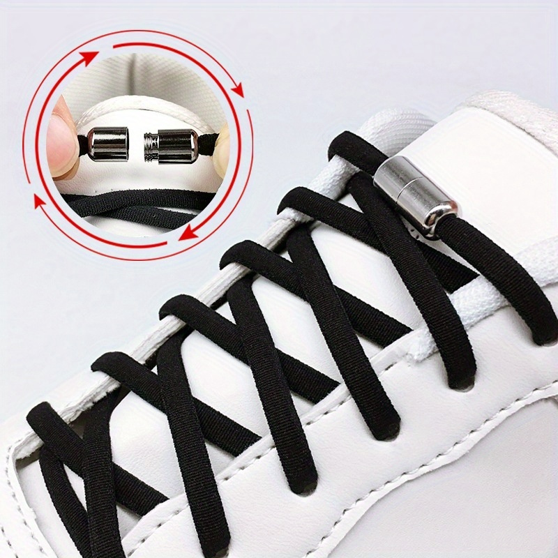 Quick-Tie Elastic Shoelaces for Sneakers - 1 Pair, 100.08cm Length, No-Tie Design with Metal Lock, Durable Nylon, Multiple Colors Available